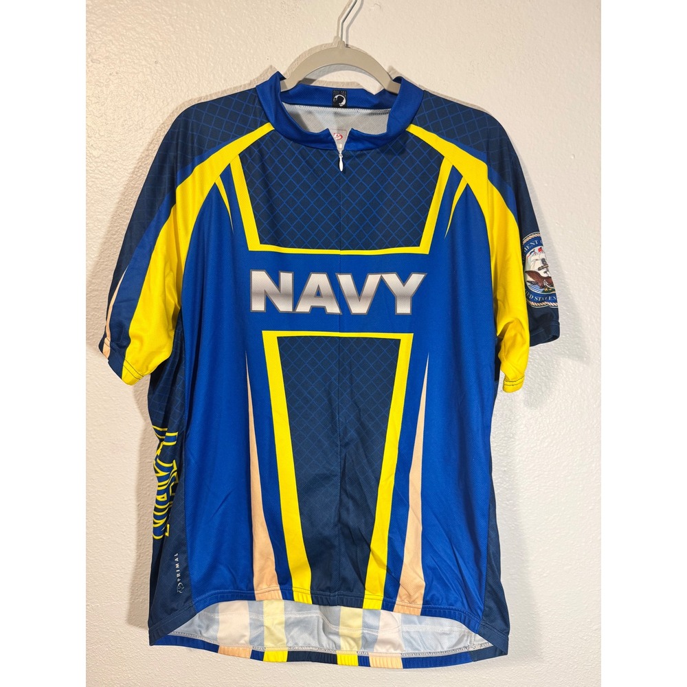 Primal Wear US Navy Cycling Jersey Mens XXXL Blue Yellow Military Bike Shirt 3XL